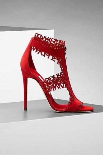 Red High Heel Sandals With Fringe #redsandals
